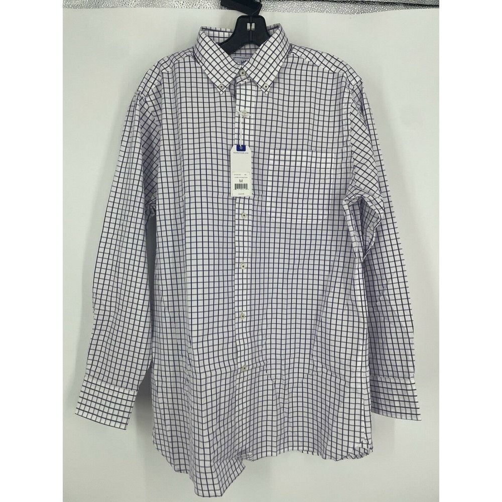 Southern Tide Classic Fit Medium White Purple Plaid Collard Button Down Shirt